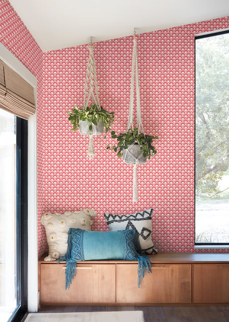 York MK1155 Stacked Scallops Pink Wallpaper
