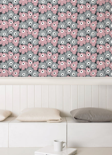 Marimekko MKS4491 Pink Pieni Unikko Peel & Stick Wallpaper