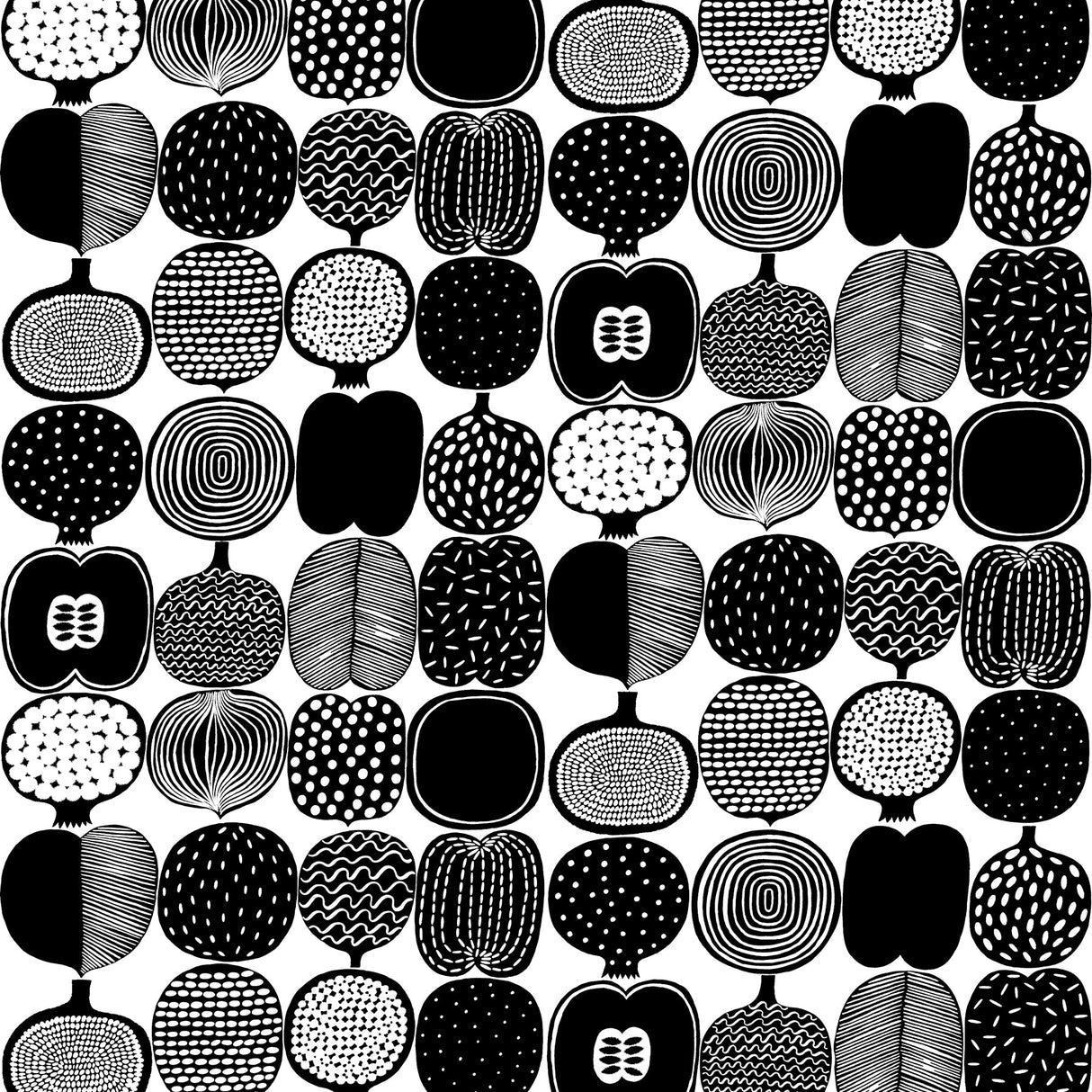 Marimekko MKS4501 Black and White Kompotti Peel & Stick Wallpaper