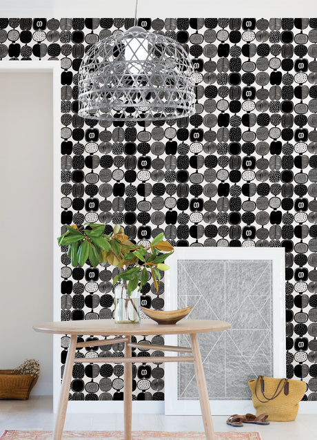 Marimekko MKS4501 Black and White Kompotti Peel & Stick Wallpaper