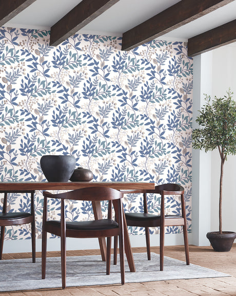 York MN1842 Eden Retreat White & Blue Wallpaper