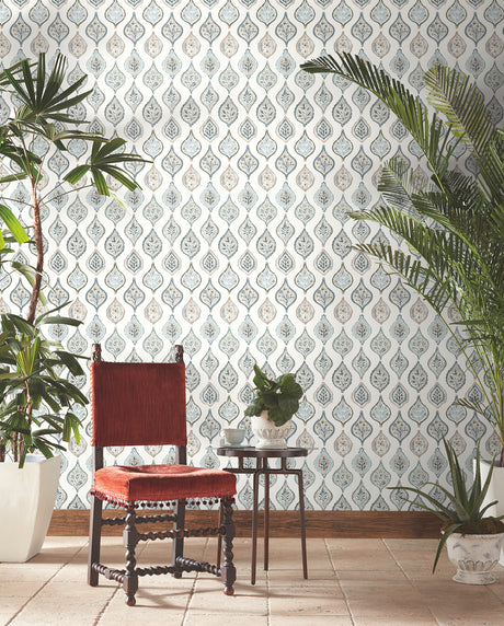 York MN1854 Marketplace Motif White & Neutral Wallpaper
