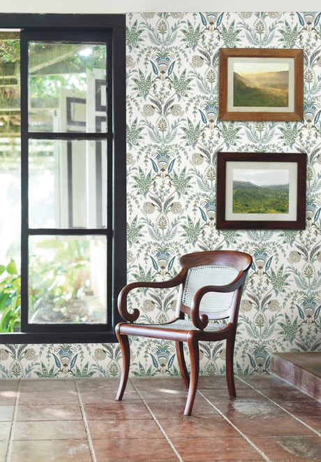 York MN1910 Seaside Jacobean Green & Blue Wallpaper