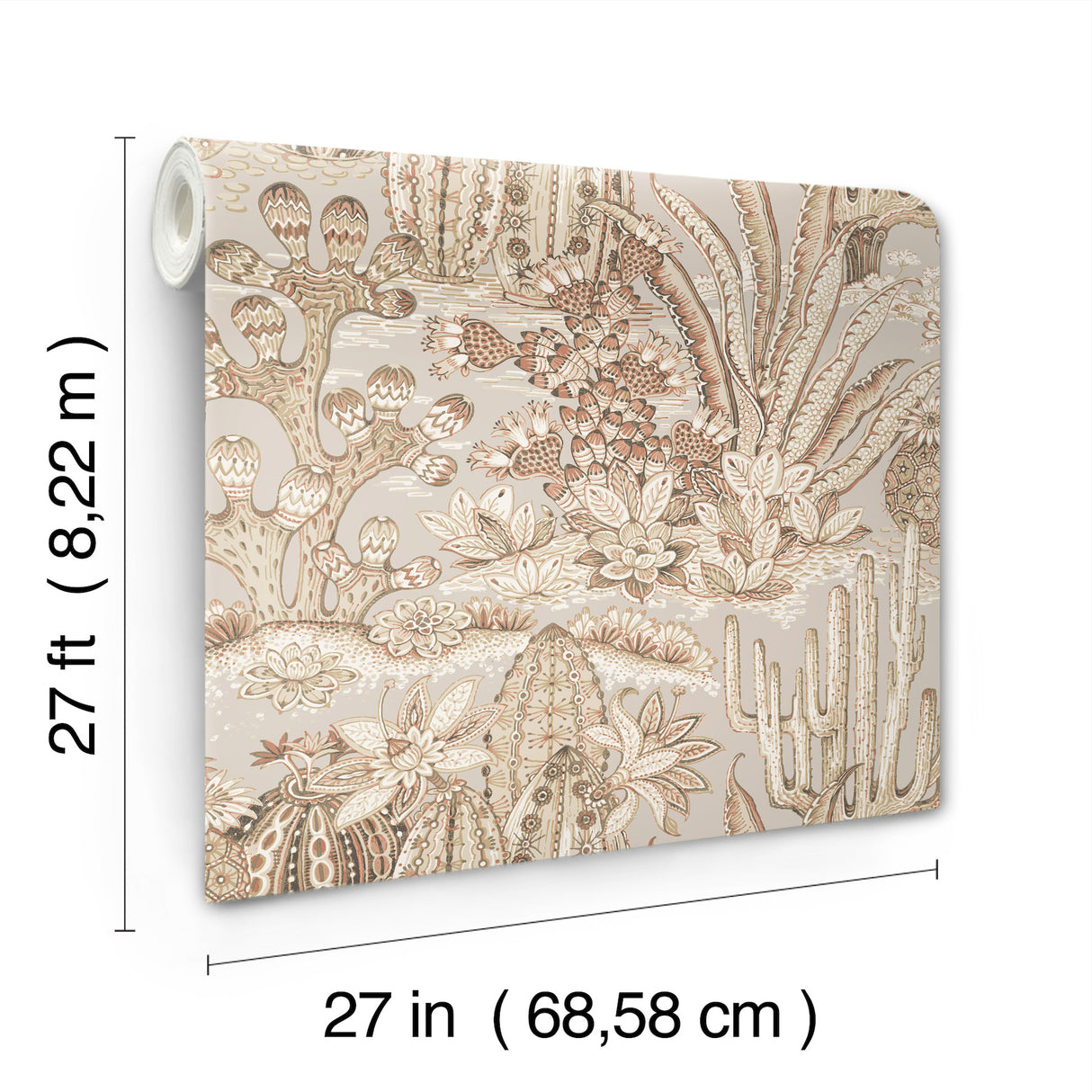 York MT5632 Lotus Land Cacti Baked Clay Wallpaper - Eade's Wallpaper