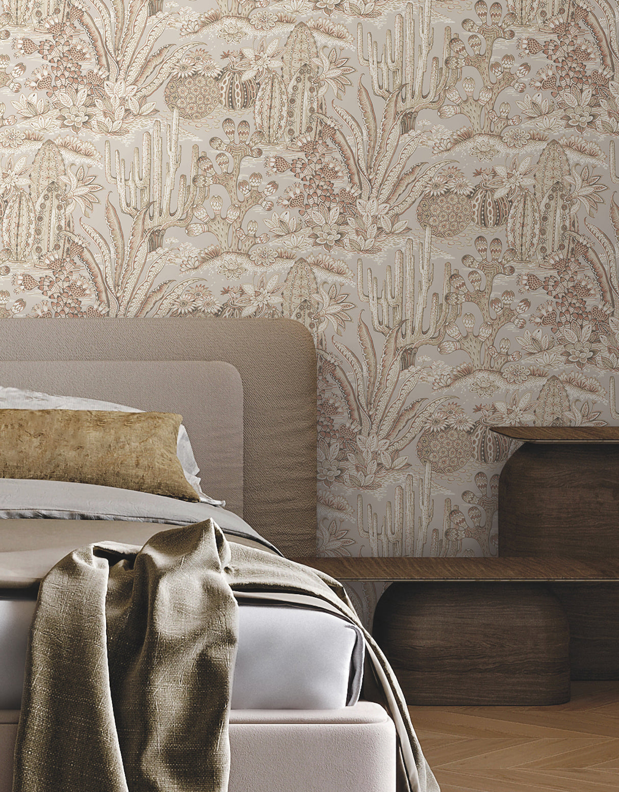 York MT5632 Lotus Land Cacti Baked Clay Wallpaper - Eade's Wallpaper