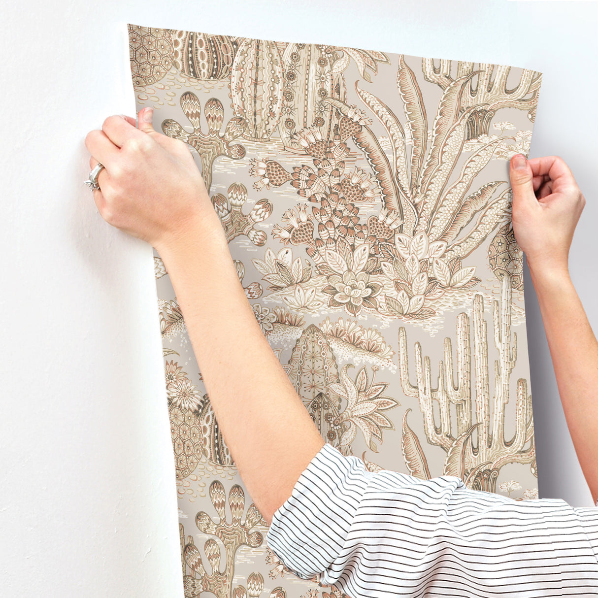 York MT5632 Lotus Land Cacti Baked Clay Wallpaper - Eade's Wallpaper