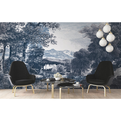 York MU0271M Provincial Scenic Navy Wall Mural