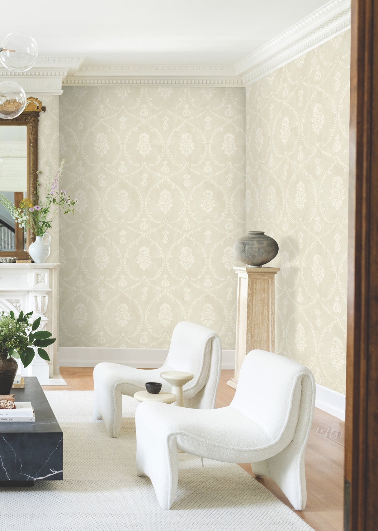 Ronald Redding MX9641 Royal Damask Beige Wallpaper - Eade's Wallpaper