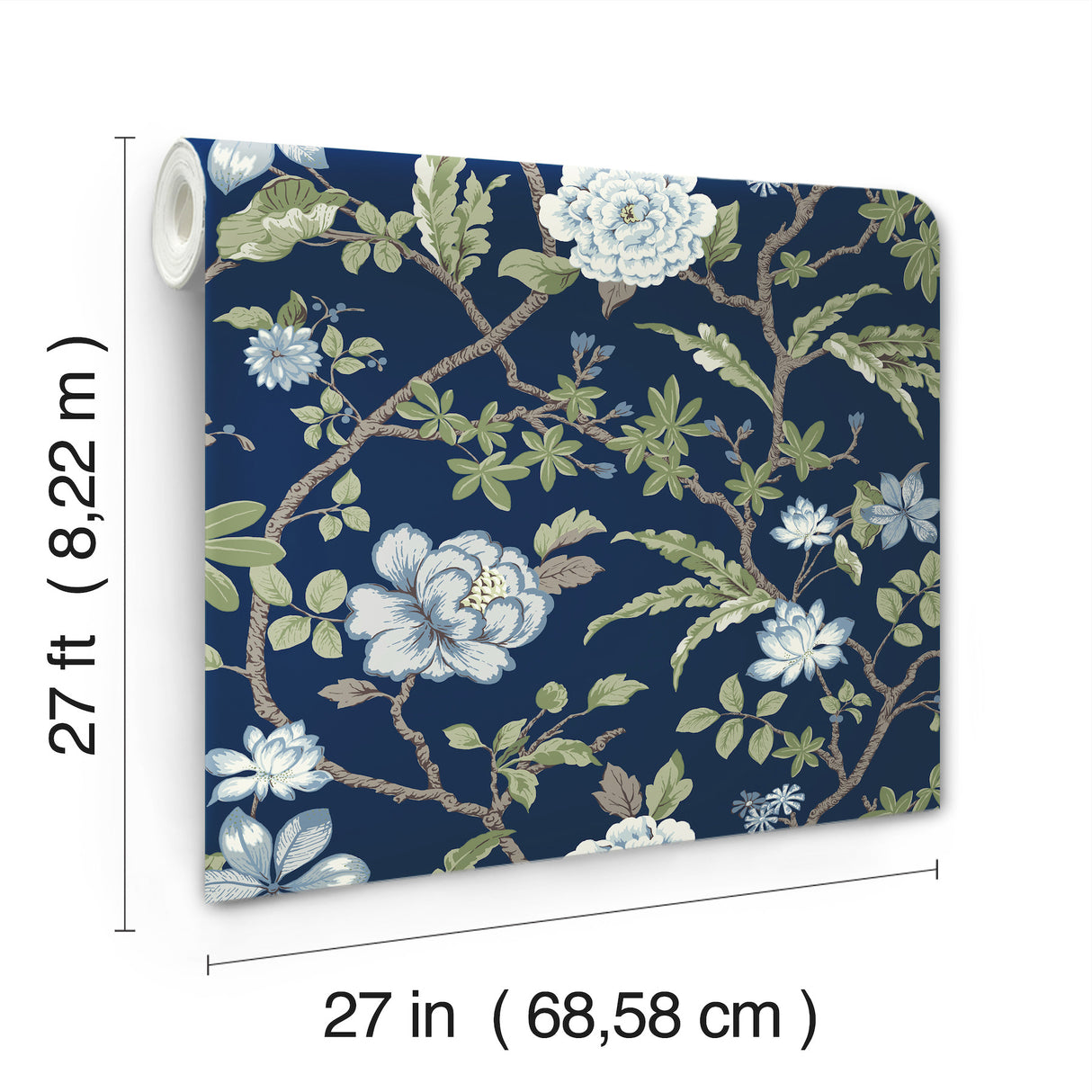 Ronald Redding MX9652 Courtyard Botanical Navy Wallpaper - Eade's Wallpaper