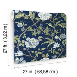 Ronald Redding MX9652 Courtyard Botanical Navy Wallpaper - Eade's Wallpaper