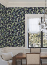 Ronald Redding MX9661 Peacock Estate Navy Wallpaper - Eade's Wallpaper