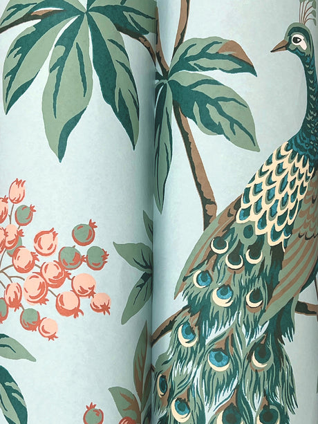 Ronald Redding MX9663 Peacock Estate Blue Wallpaper - Eade's Wallpaper