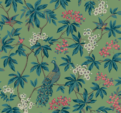 Ronald Redding MX9664 Peacock Estate Green Wallpaper - Eade's Wallpaper