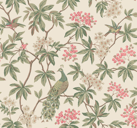 Ronald Redding MX9665 Peacock Estate Cream Wallpaper - Eade's Wallpaper