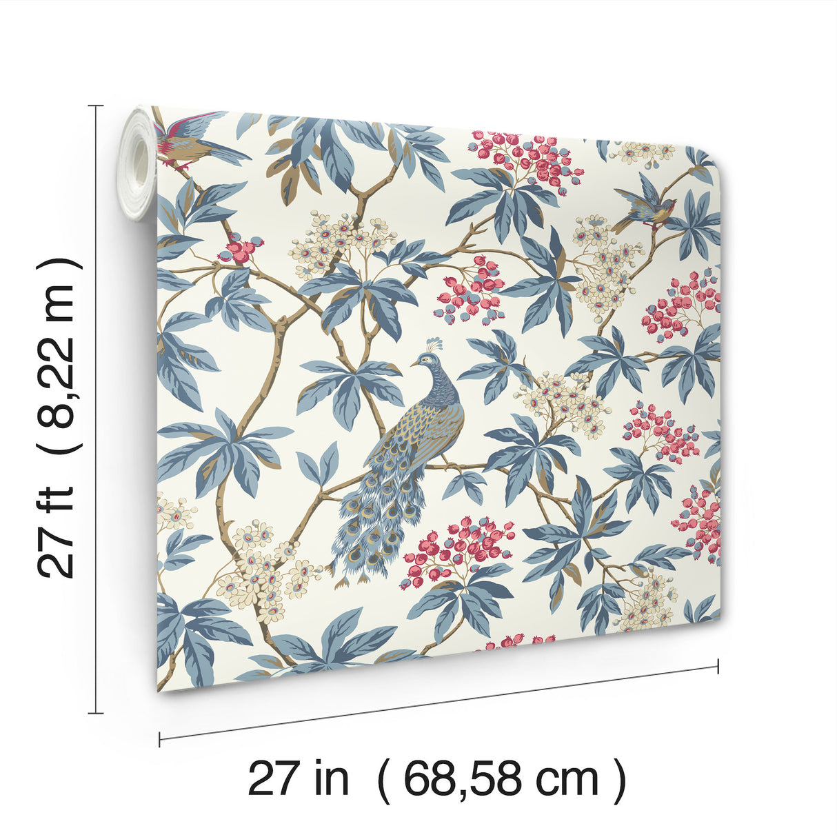 Ronald Redding MX9666 Peacock Estate White Wallpaper - Eade's Wallpaper
