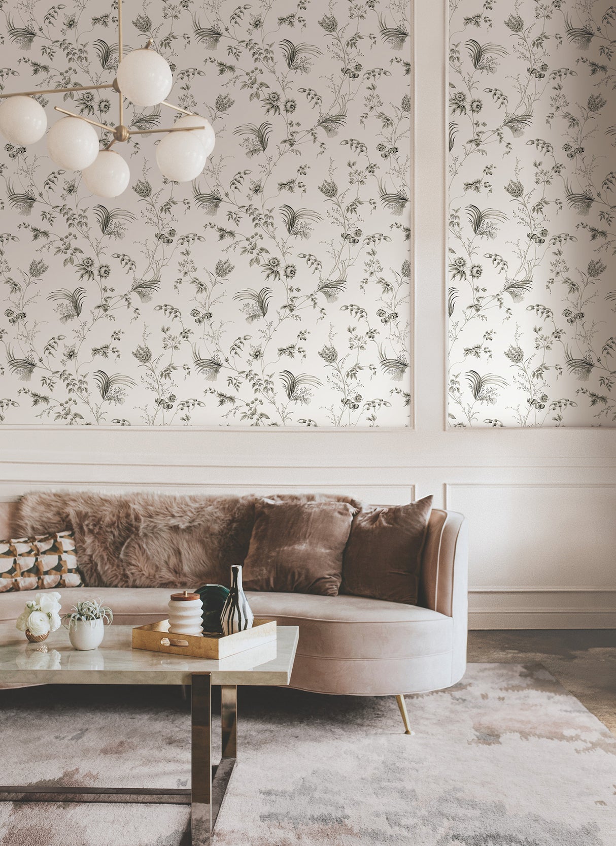 Ronald Redding MX9682 Floral Lace Black Wallpaper - Eade's Wallpaper