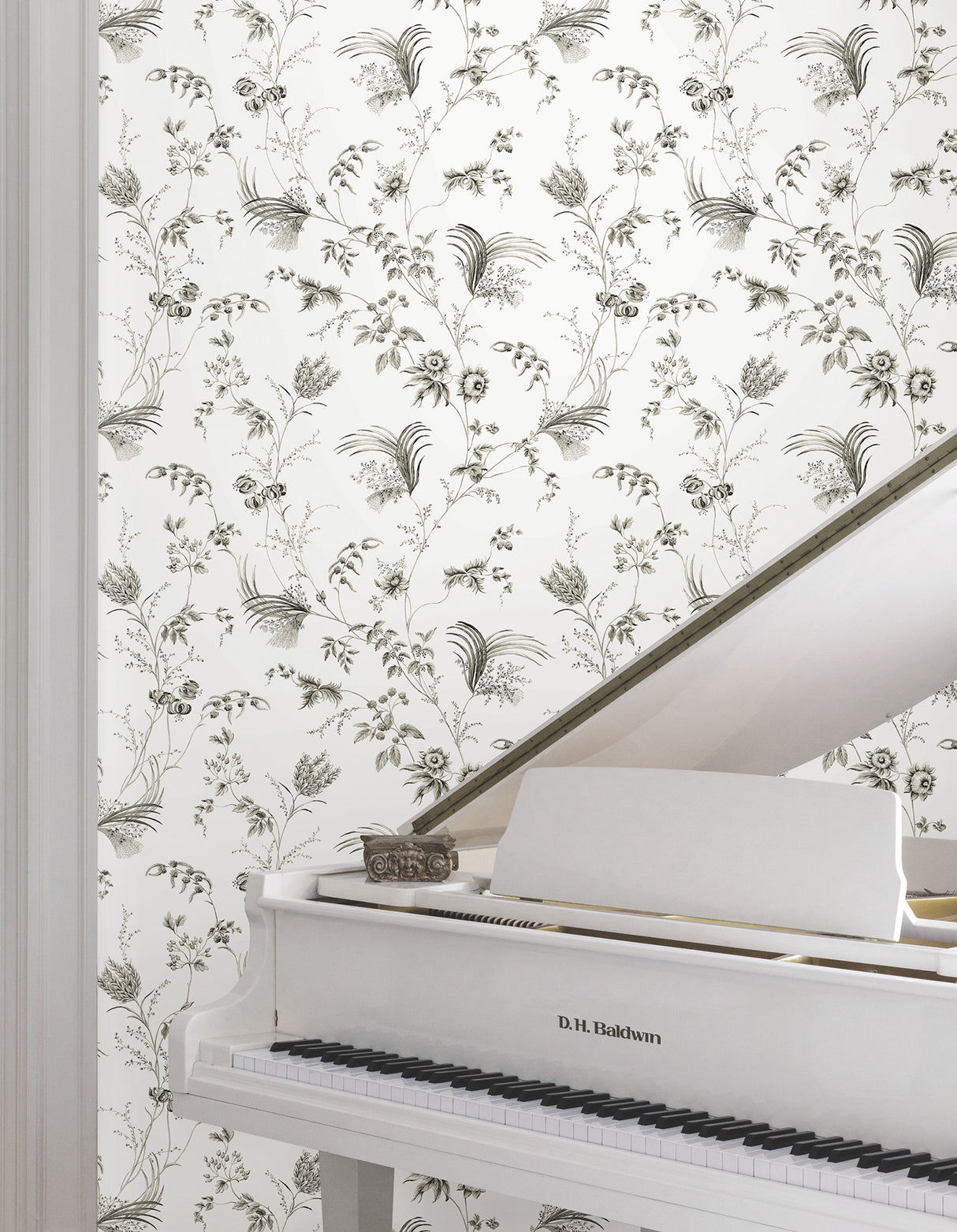Ronald Redding MX9682 Floral Lace Black Wallpaper - Eade's Wallpaper