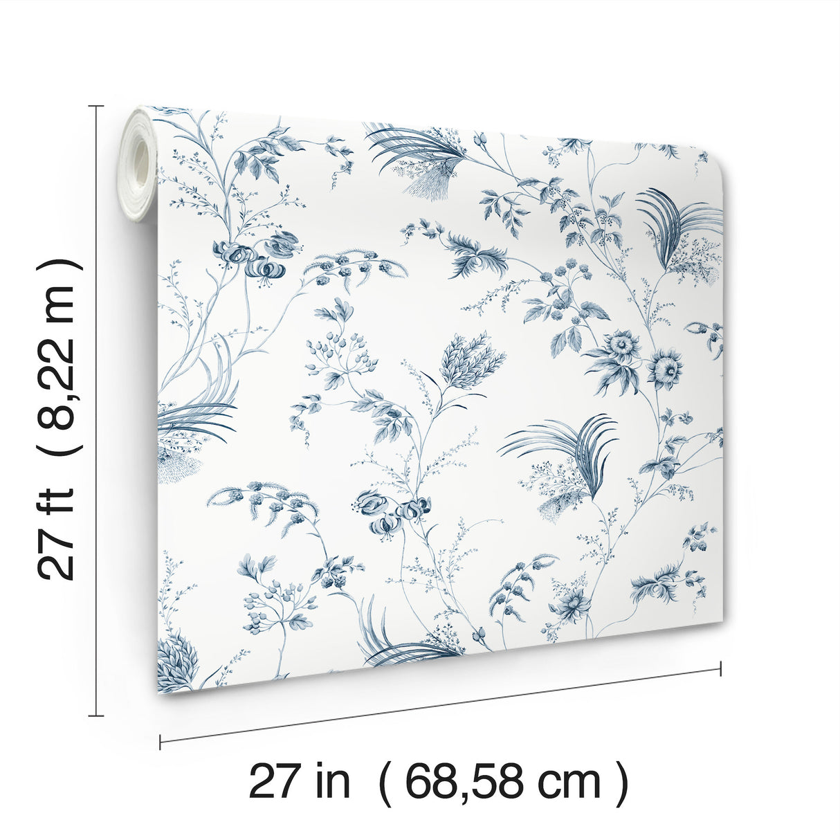 Ronald Redding MX9683 Floral Lace Navy Wallpaper - Eade's Wallpaper