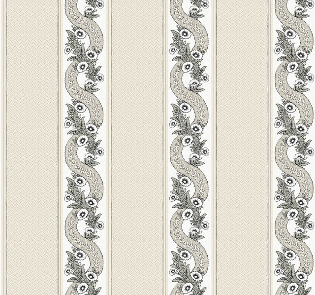 Ronald Redding MX9691 Abbey's Garland Black & White Wallpaper - Eade's Wallpaper