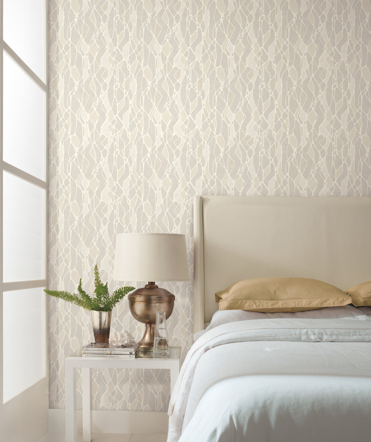 York NA0509 Stained Glass Taupe Wallpaper