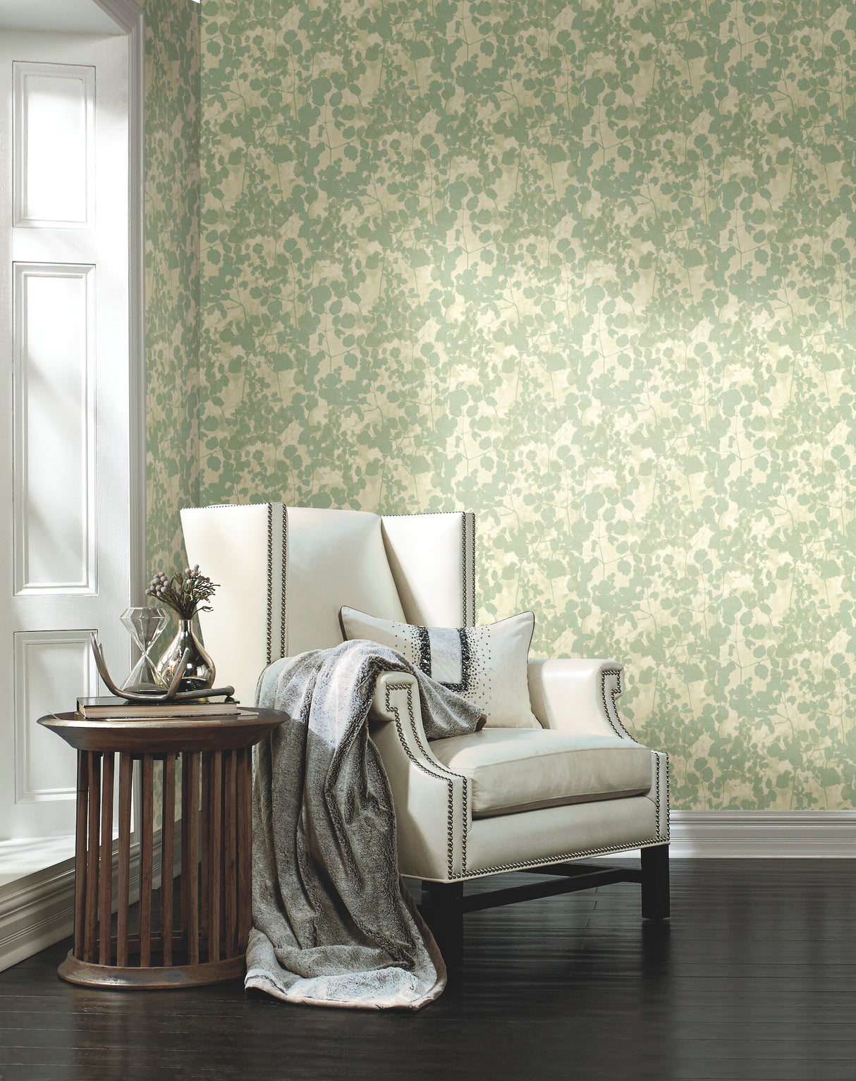 York NA0517 Pressed Leaves Green Wallpaper