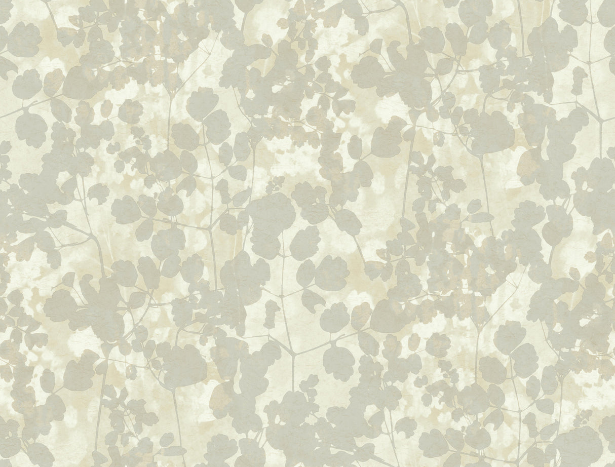 York NA0518 Pressed Leaves Silver Wallpaper