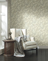 York NA0518 Pressed Leaves Silver Wallpaper