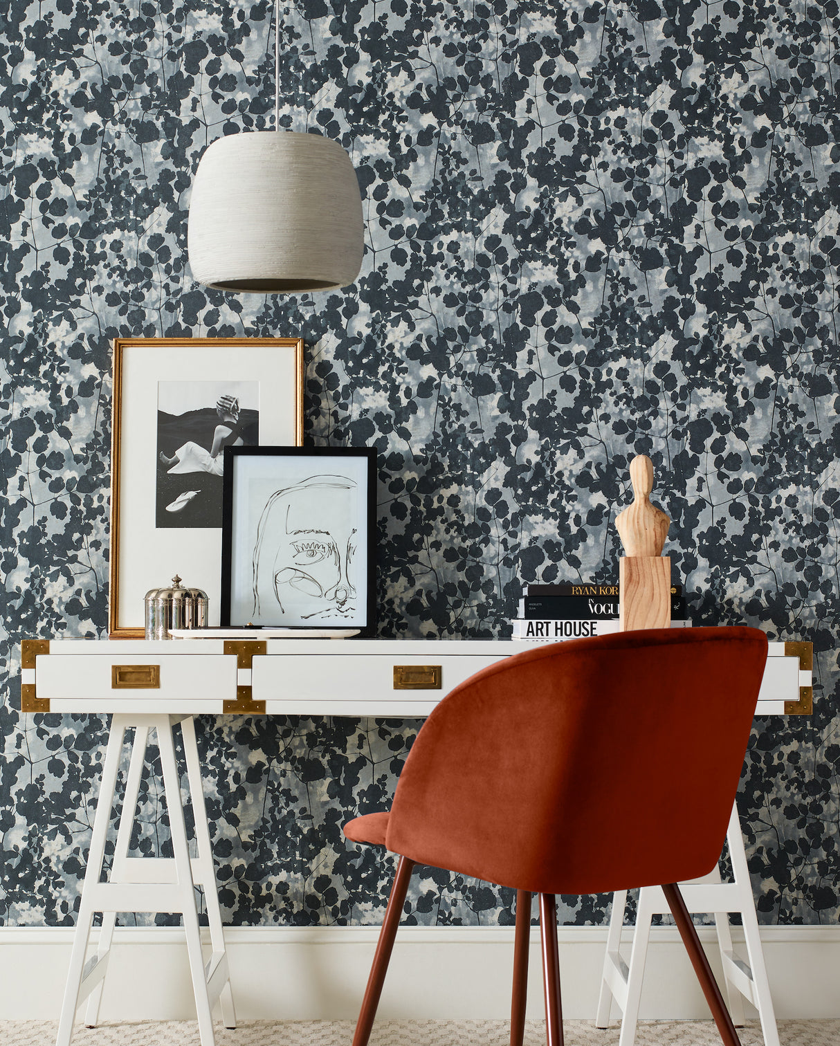 York NA0521 Pressed Leaves Dark Grey Wallpaper