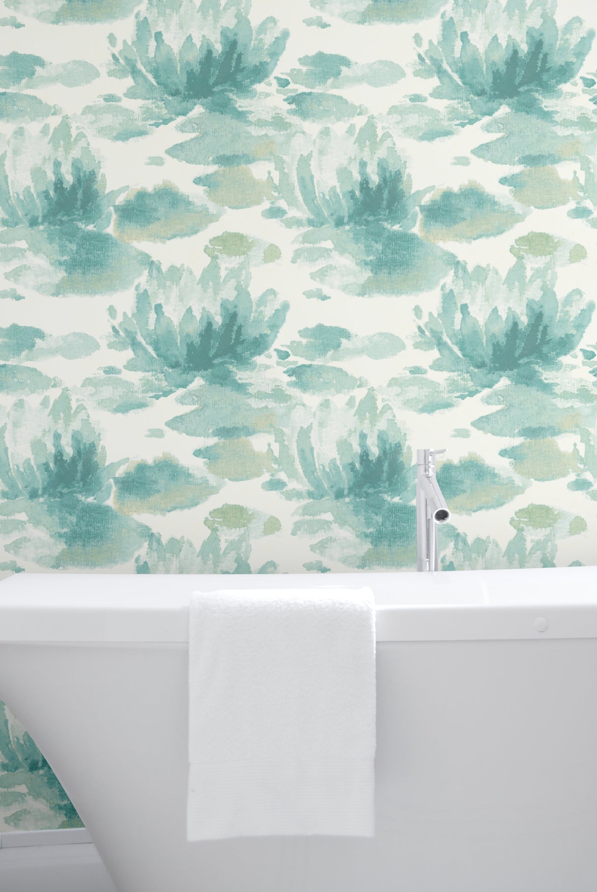 York NA0525 Water Lily Blue Wallpaper