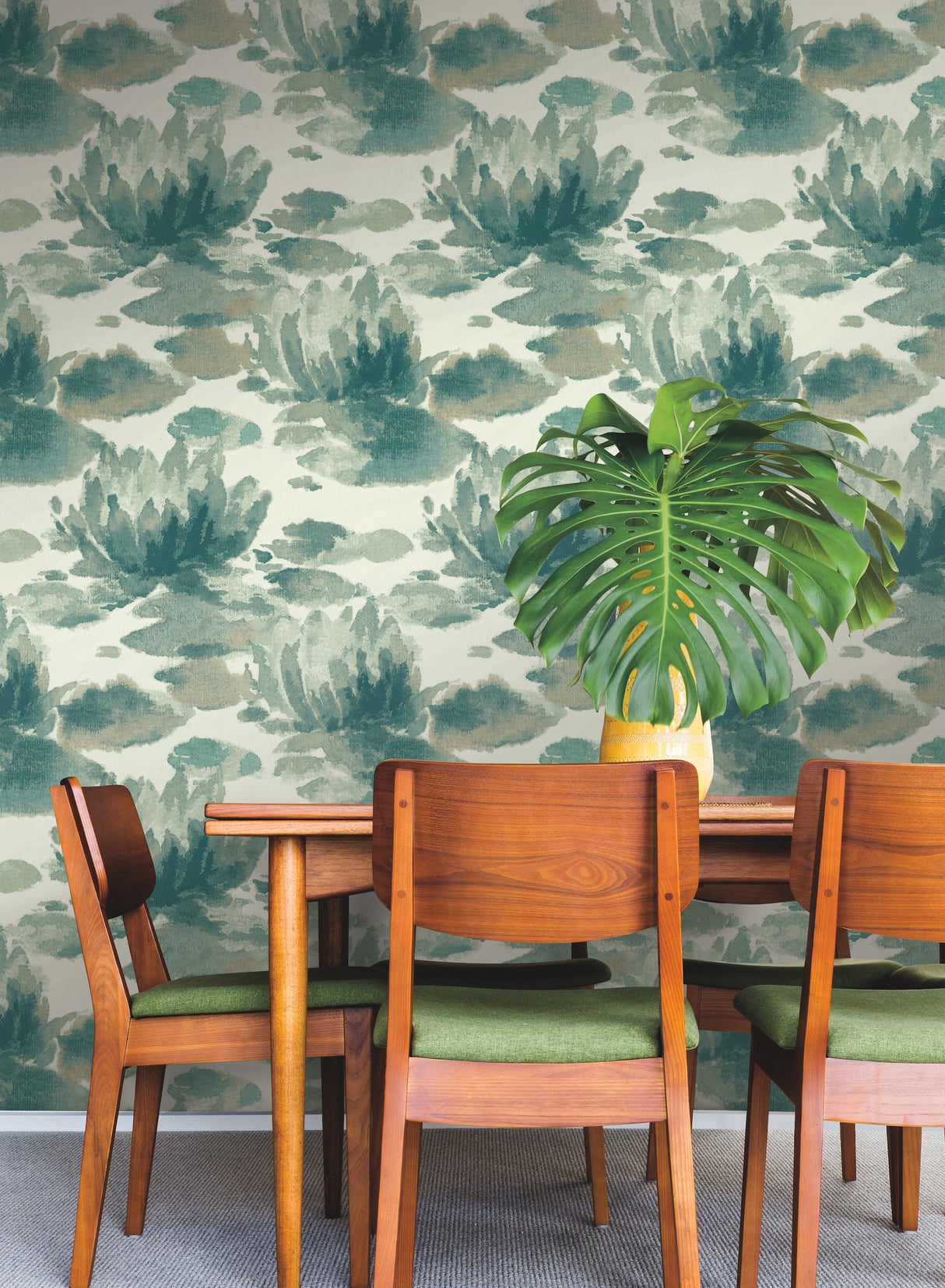 York NA0526 Water Lily Green Wallpaper