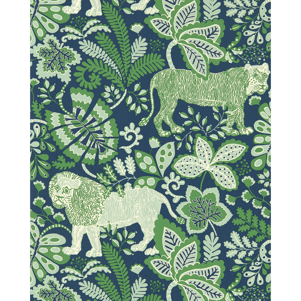 SCION NART112806.SCN.0 RUMBLE IN THE JUNGLE WP MIDNIGHT/MINT Wallpaper - Eade's Wallpaper