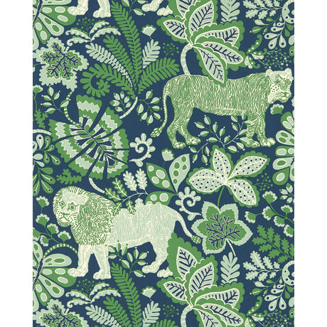 SCION NART112806.SCN.0 RUMBLE IN THE JUNGLE WP MIDNIGHT/MINT Wallpaper - Eade's Wallpaper