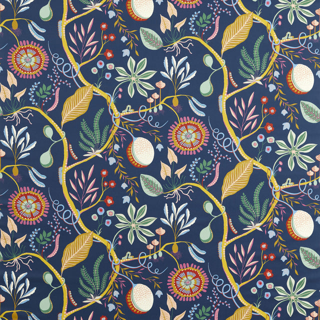 SCION NART121044.SCN.0 JACKFRUIT AND THE BEANSTALK MIDNIGHT Fabric - Eade's Wallpaper