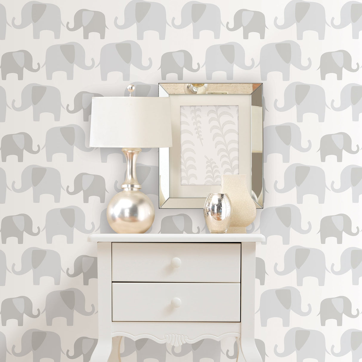 NuWallpaper NU1405 Grey Elephant Parade Peel & Stick Wallpaper