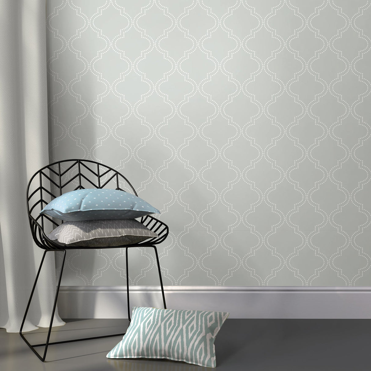 NuWallpaper NU1649 Grey Quatrefoil Peel & Stick Wallpaper