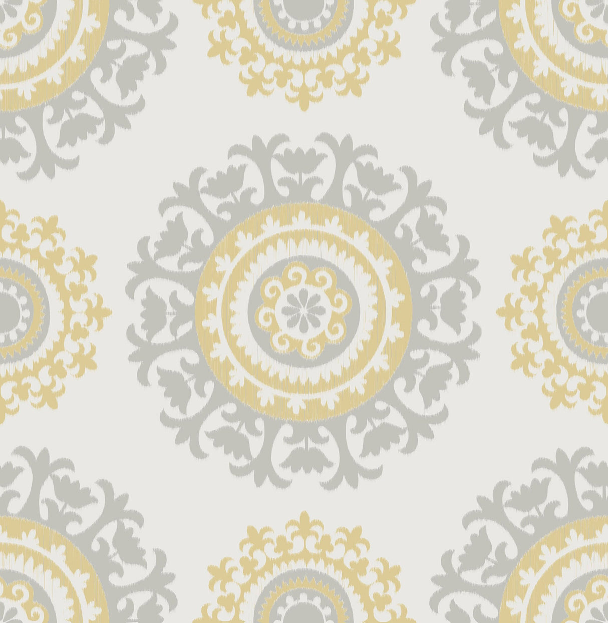 NuWallpaper NU1652 Grey and Yellow Suzani Peel & Stick Wallpaper