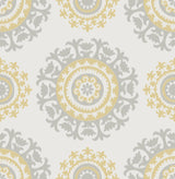 NuWallpaper NU1652 Grey and Yellow Suzani Peel & Stick Wallpaper