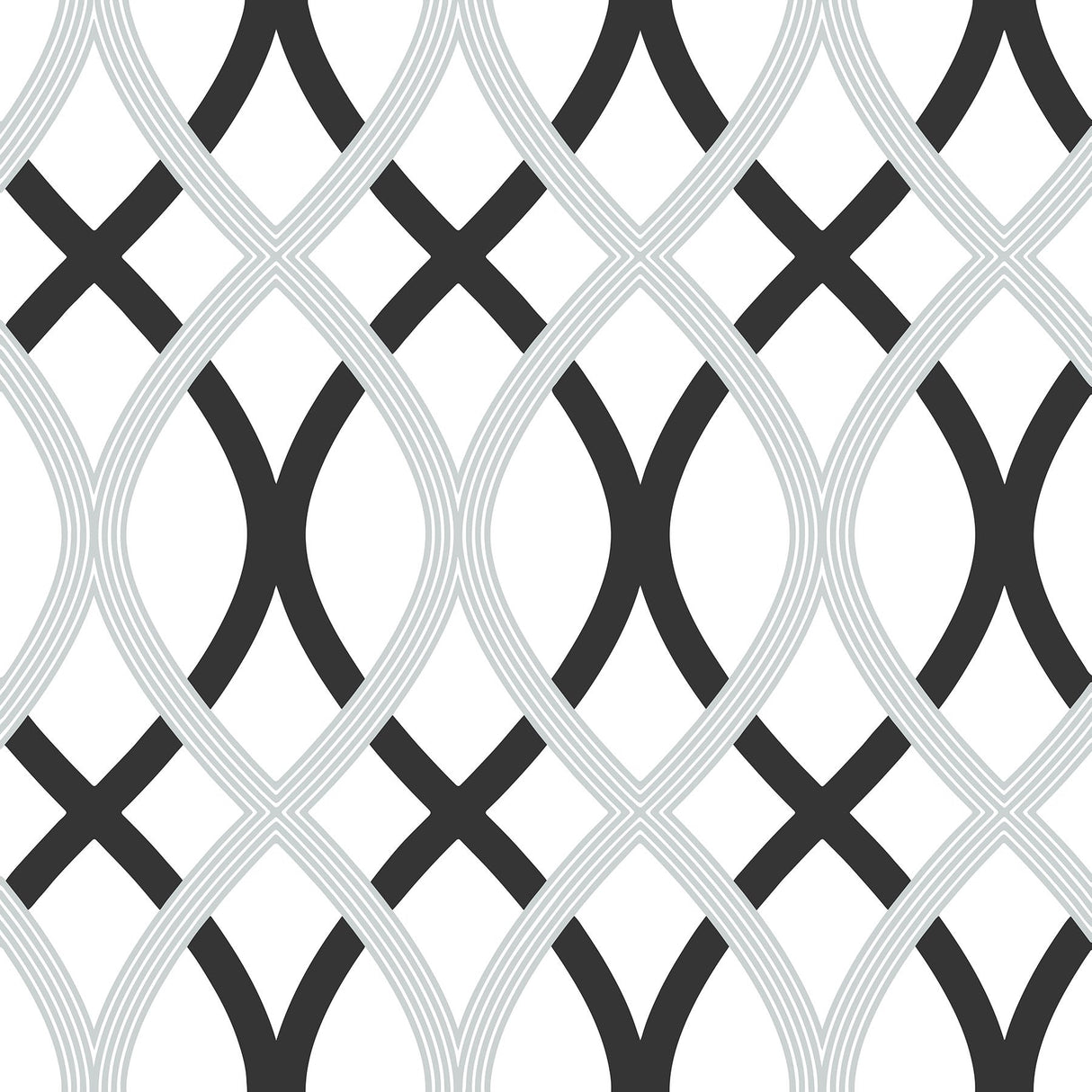 NuWallpaper NU1658 Black and Silver Lattice Peel & Stick Wallpaper