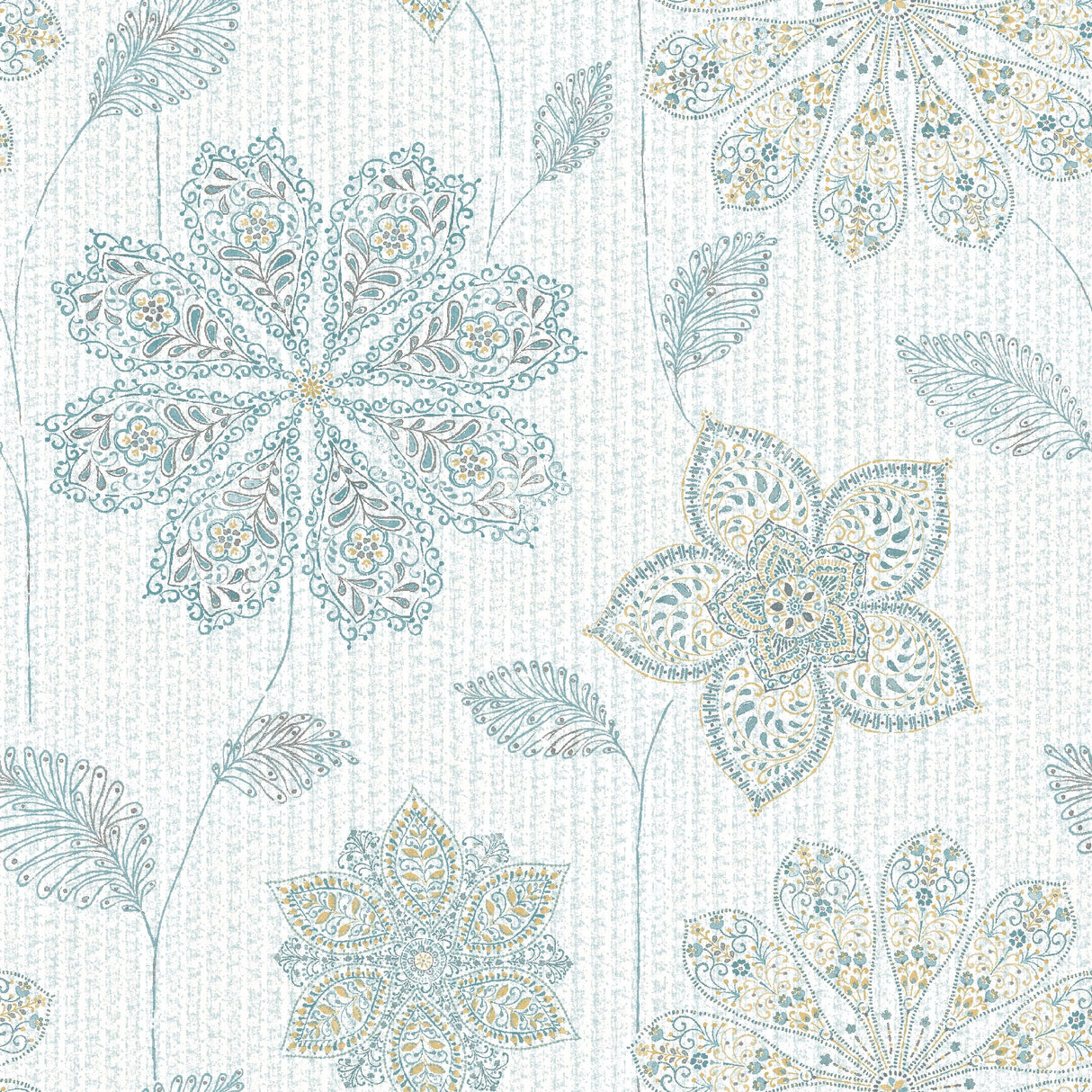 NuWallpaper NU1697 Gypsy Floral Blue/Green Peel & Stick Wallpaper