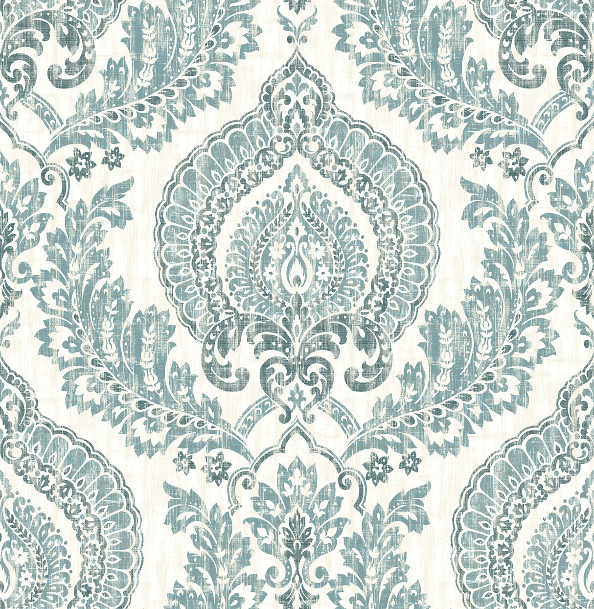 NuWallpaper NU1702 Kensington Damask Blue Peel & Stick Wallpaper