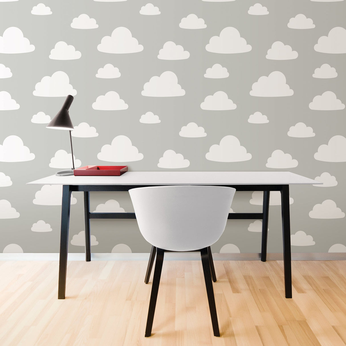 NuWallpaper NU1931 Clouds Grey Peel & Stick Wallpaper