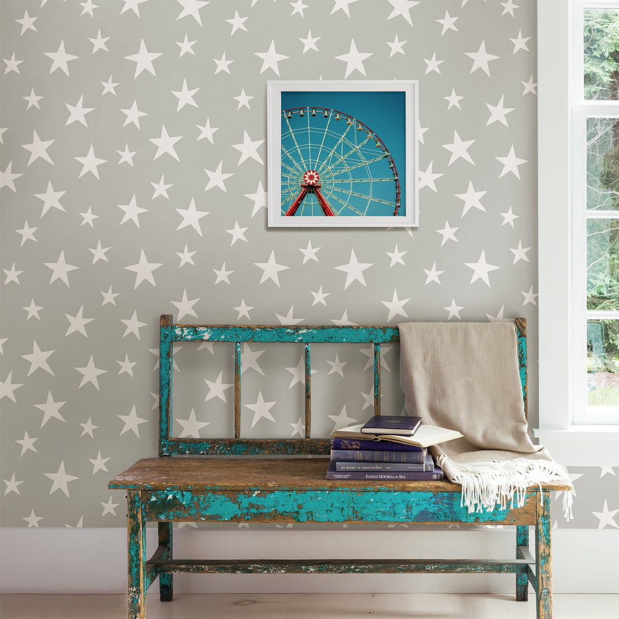 NuWallpaper NU1932 Stardust Grey Peel & Stick Wallpaper