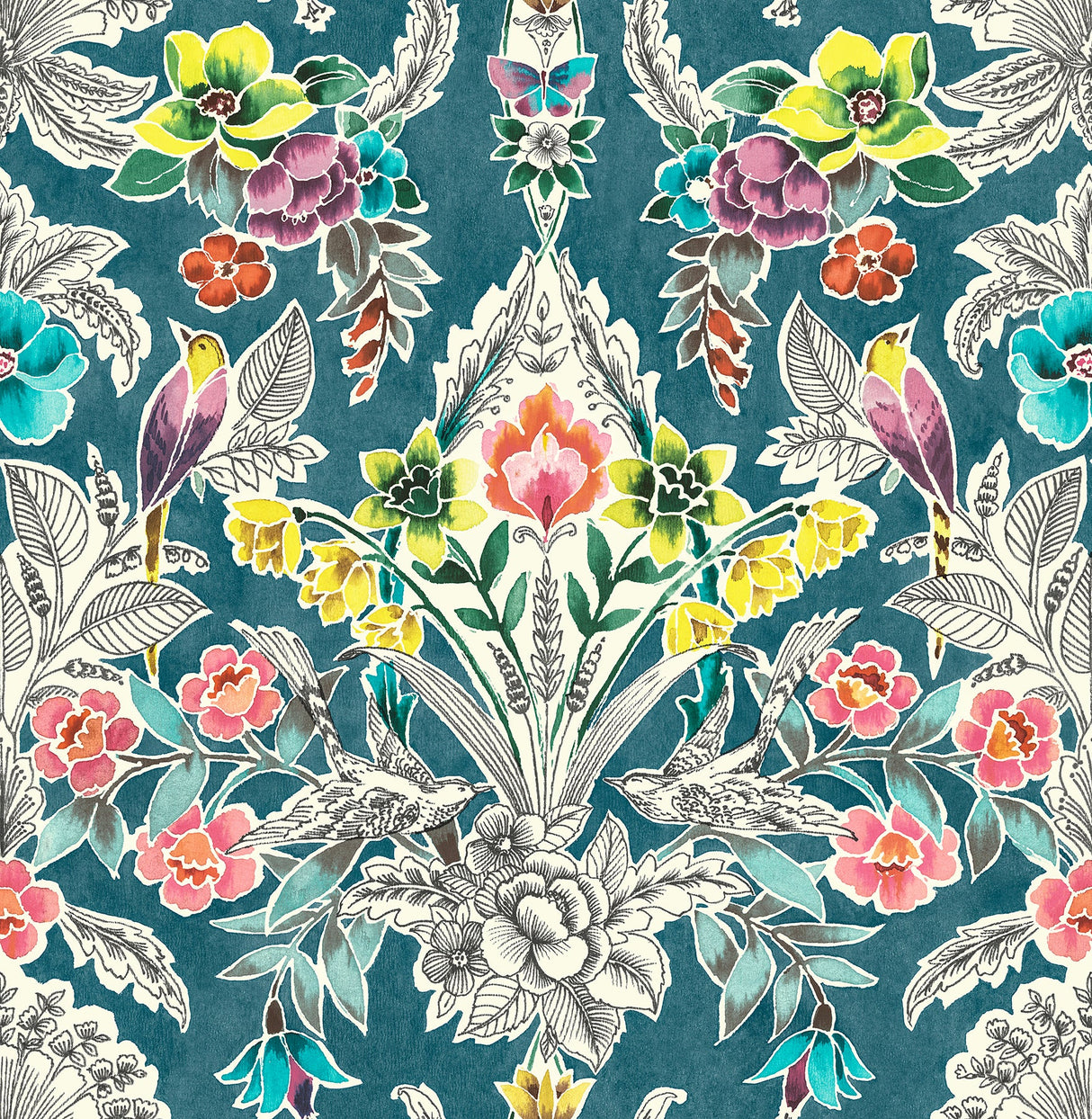 NuWallpaper NU3037 Summer Love Teal Peel & Stick Wallpaper