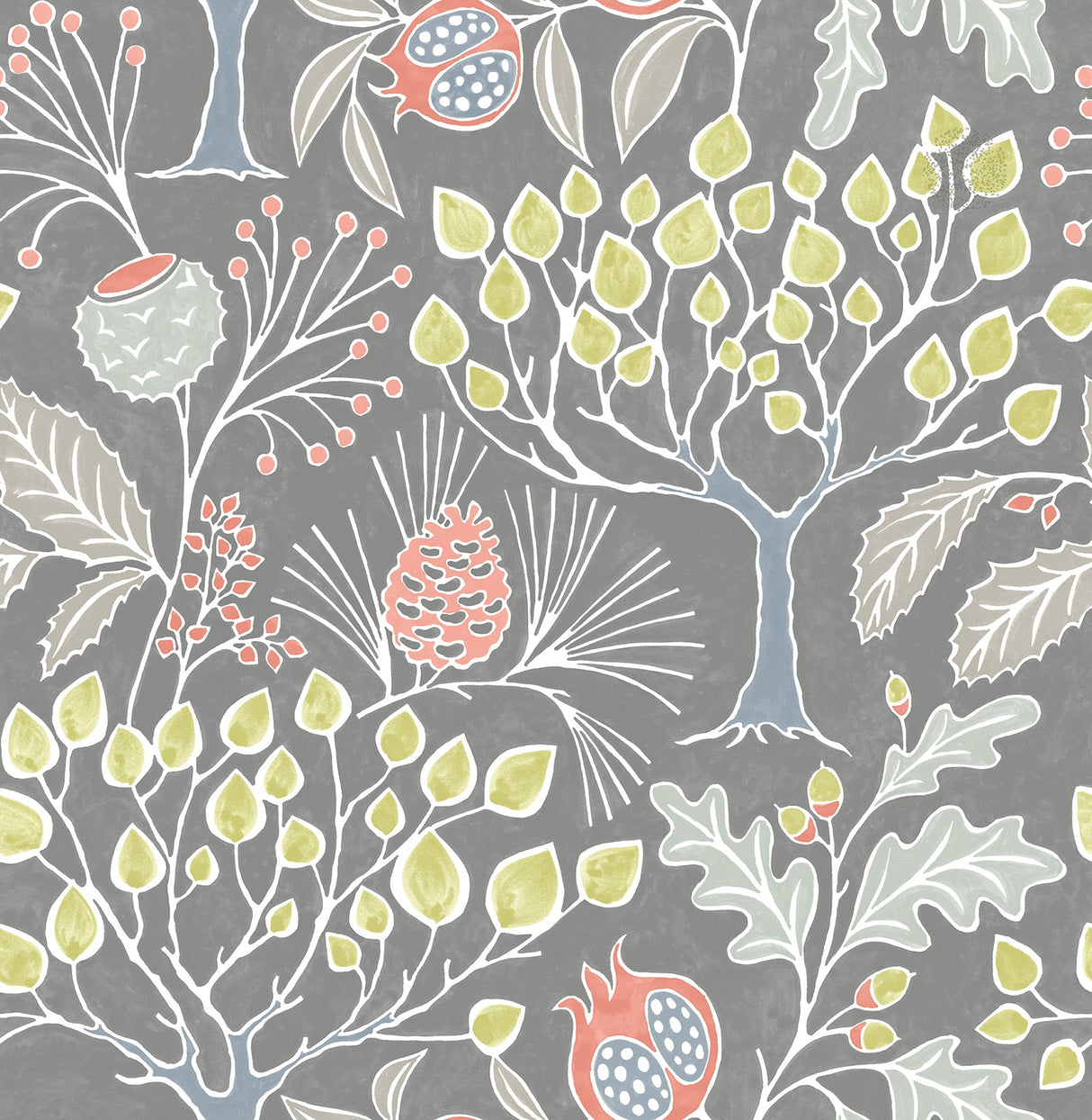 NuWallpaper NU3039 Groovy Garden Grey Peel & Stick Wallpaper