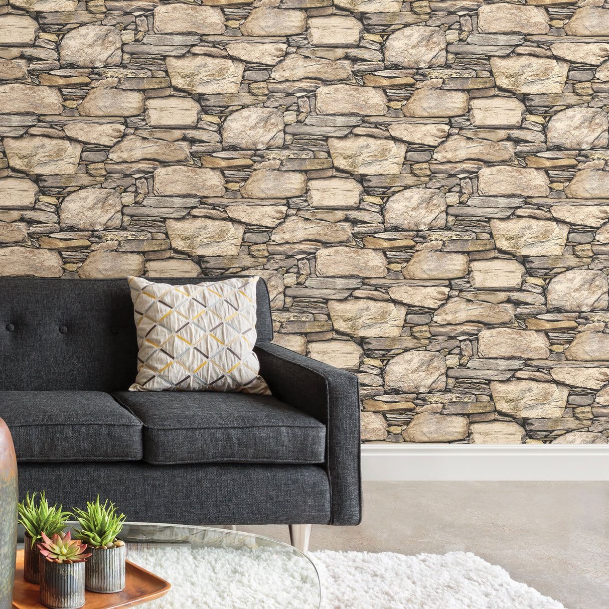 NuWallpaper NUS2065 Hadrian Stone Wall Peel & Stick Wallpaper