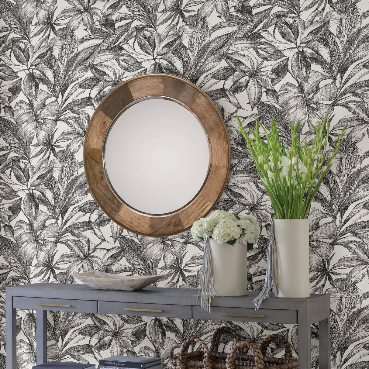 NuWallpaper NUS3498 Black Canopy Peel & Stick Wallpaper