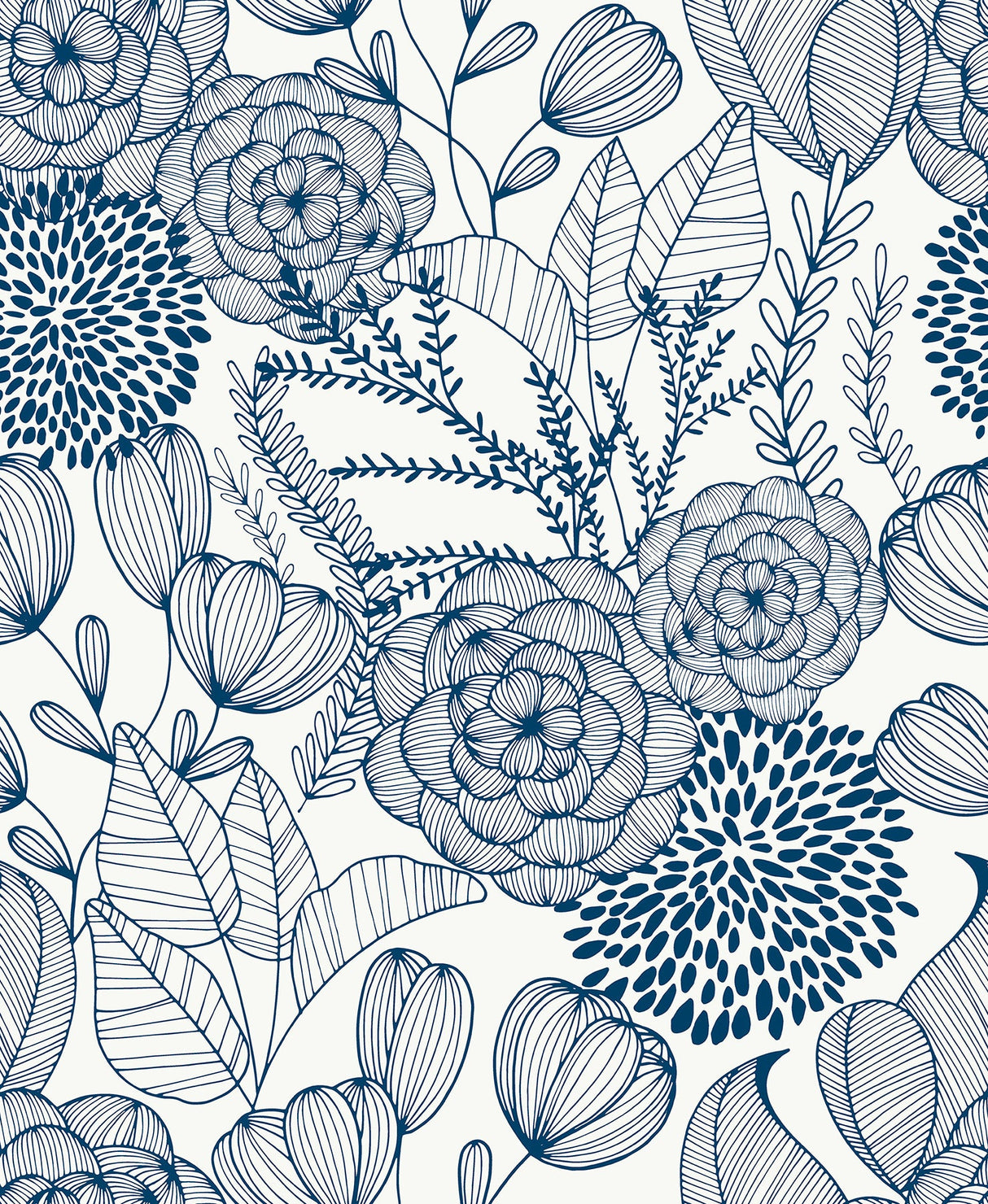 NuWallpaper NUS3830 Navy Secret Garden Peel & Stick Wallpaper