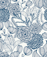 NuWallpaper NUS3830 Navy Secret Garden Peel & Stick Wallpaper