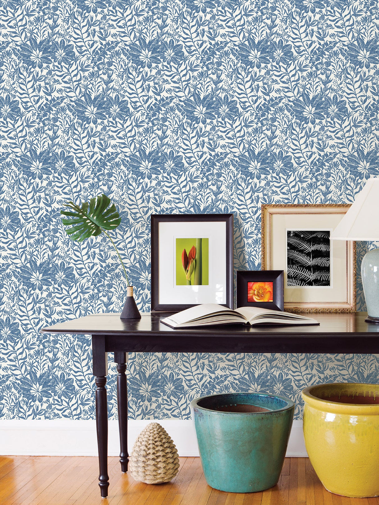 NuWallpaper NUS3998 Blue Foliole Peel & Stick Wallpaper