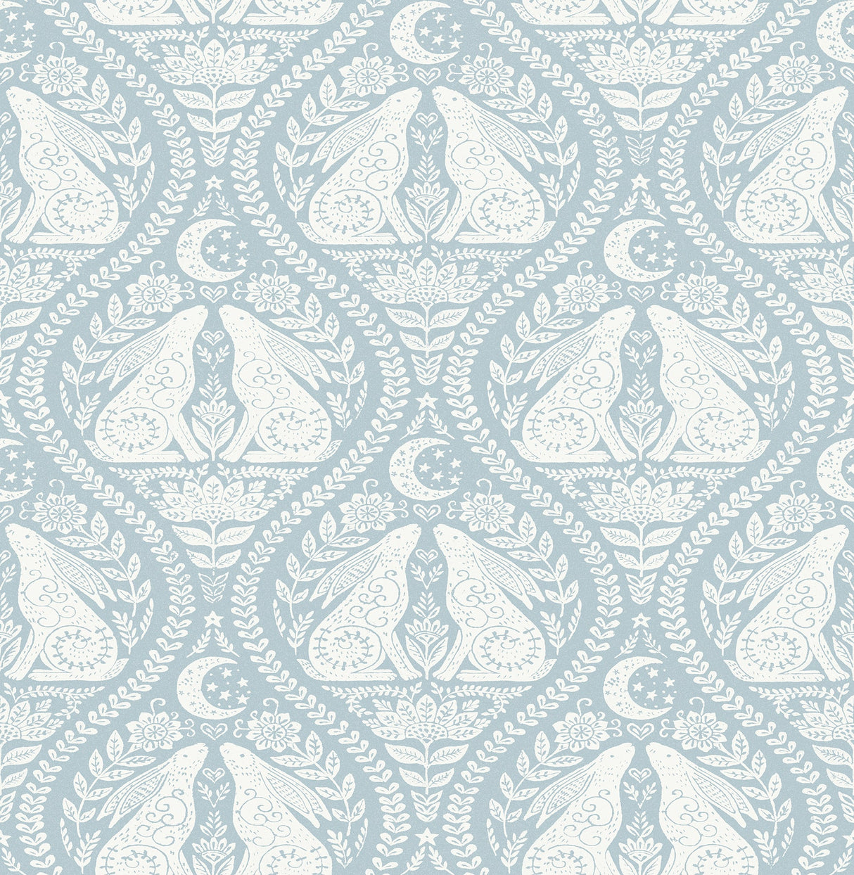 NuWallpaper NUS4011 Blue Moon Rabbit Peel & Stick Wallpaper